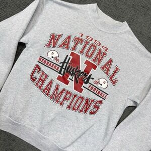 VTG 1994 Nebraska Cornhuskers Sweatshirt National Championship Womens‎ S Gray